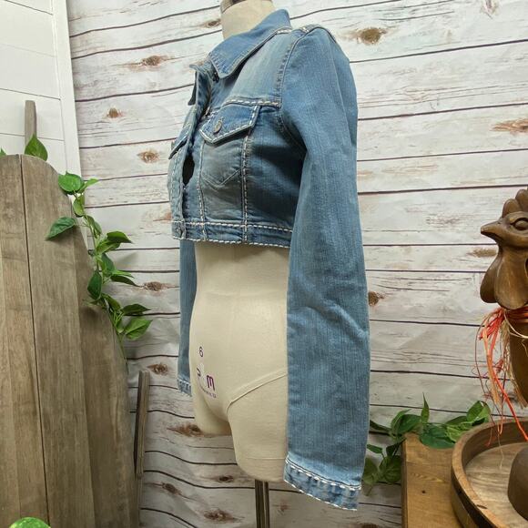 RTB Real Tough B itch Denim Jacket SMALL Biker Babe Blue Jean Embroidered Bling - Picture 7 of 11